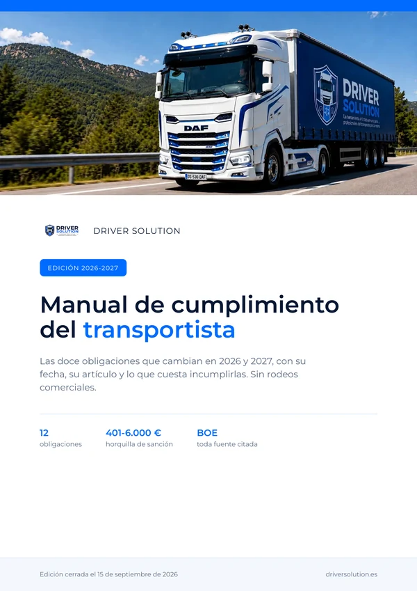 Portada del Manual de cumplimiento del transportista 2026-2027